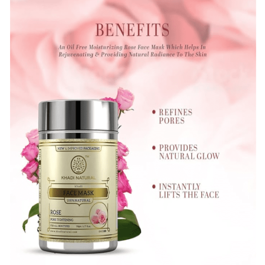 KHADI NATURAL Rose Herbal Face Mask,