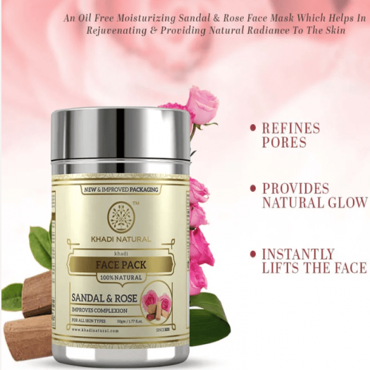 Khadi Natural Sandal and Rose Face Pack