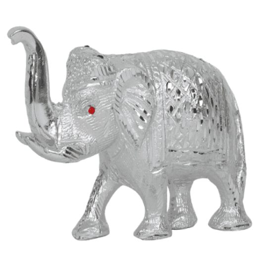 White Metal Elephant Statue (Pair)