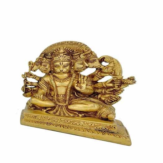 Brass God Panchmukhi Hanuman Idol Statue