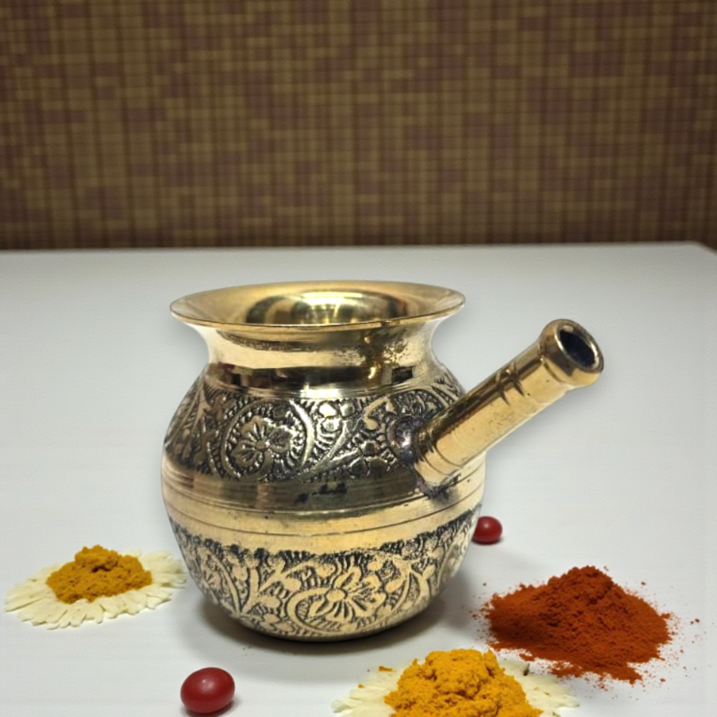 Pure Brass Jal Neti Lota | Handcrafted Ayurvedic Jal Neti Pot | Traditional Brass Design