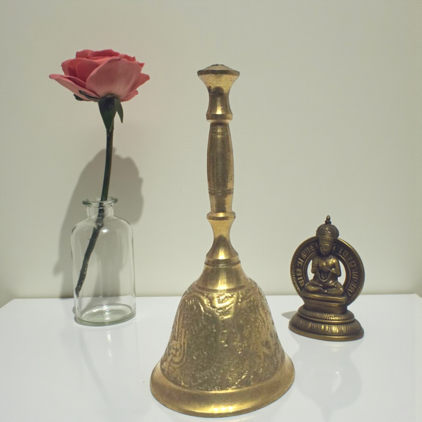 Pure Brass Pooja Bell | Handcrafted Temple Ghanti | Traditional Brass Prayer Bell