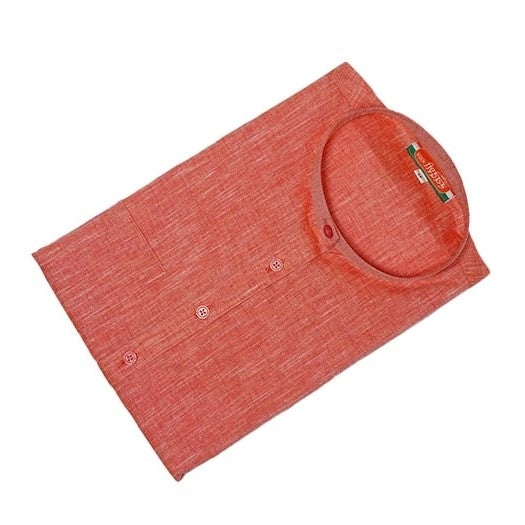Men’s Handwoven Khadi Linen Kurta – Pure Cotton Comfort in Terracotta Red