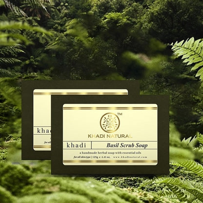 Khadi Natural Basil Scrub Soap