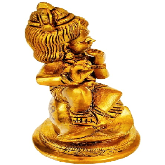 Brass Child Krishna Statue  (sitting on a conch)