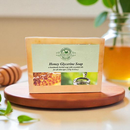 Khadi Satva Honey Glycerine Soap | Original Indian Ayurvedic Brand | 100% Pure & Natural Handmade Bathing Bar