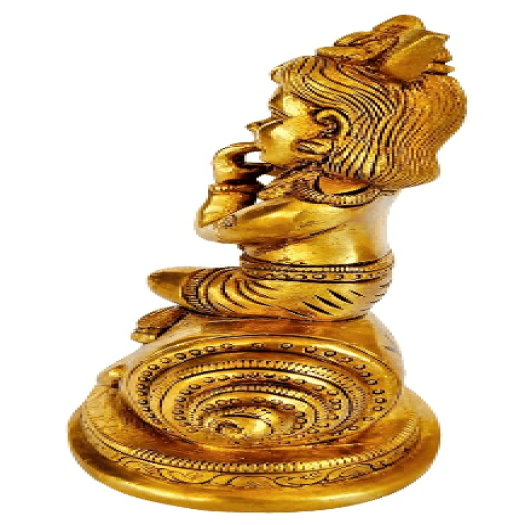 Brass Child Krishna Statue  (sitting on a conch)