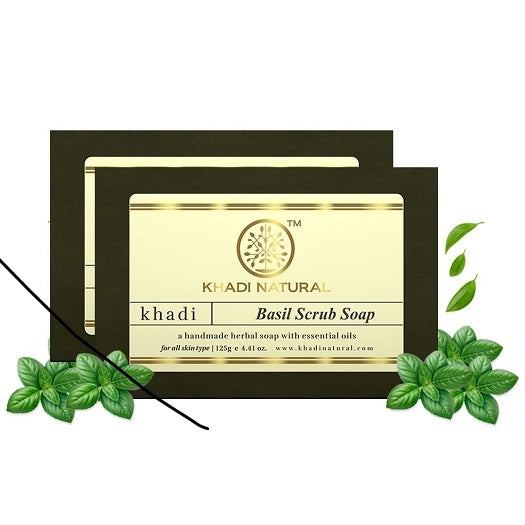Khadi Natural Basil Scrub Soap
