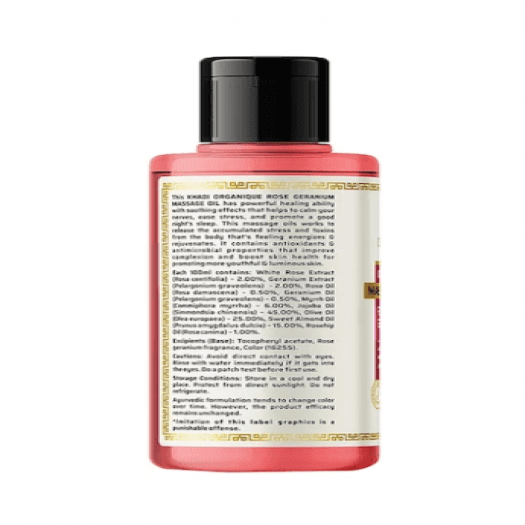 Khadi Organique Rose Geranium Massage Oil