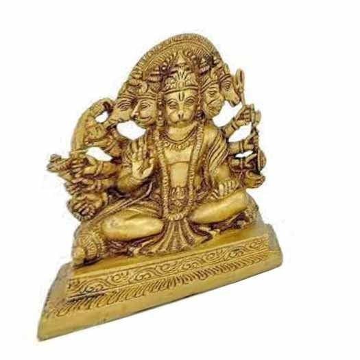 Brass God Panchmukhi Hanuman Idol Statue