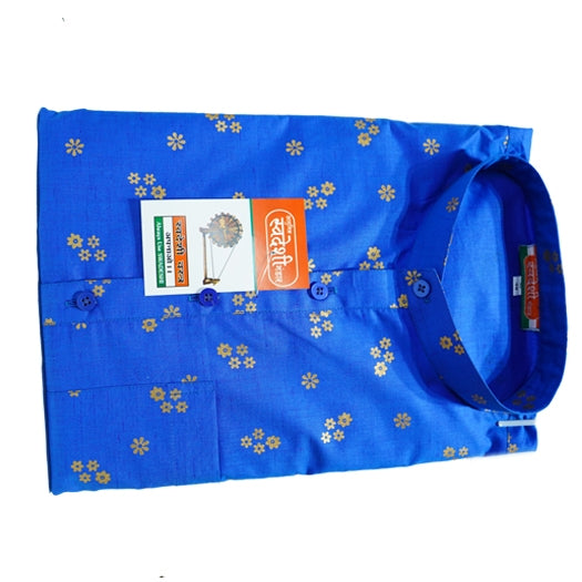 Mens Khadi cotton Linen Print Kurta (Full Sleeves)