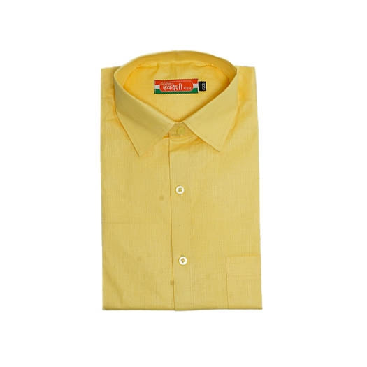 Pure Khadi Linen Men’s Shirt – Light Yellow | Handwoven Comfort & Style