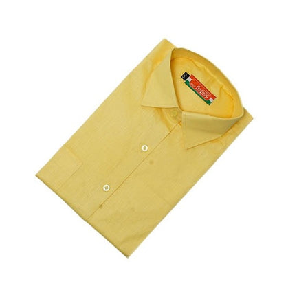 Pure Khadi Linen Men’s Shirt – Light Yellow | Handwoven Comfort & Style