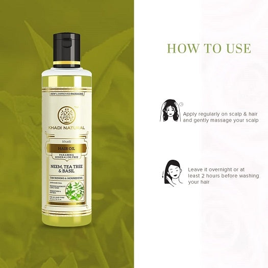 Khadi Natural Neem, Teatree and Basil Herbal Hair Oil,