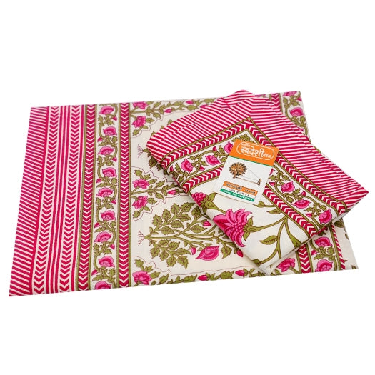 Cotton Print Bedsheet  With Pillow Cover (Single)