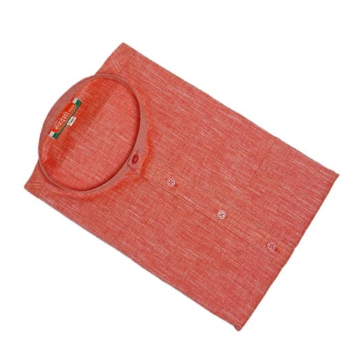 Men’s Handwoven Khadi Linen Kurta – Pure Cotton Comfort in Terracotta Red