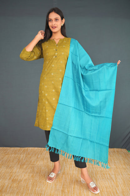Handwoven True Khadi Silk Stole – Sky Blue | Pure Hand stole  for Women | Sustainable Khadi Silk Wrap
