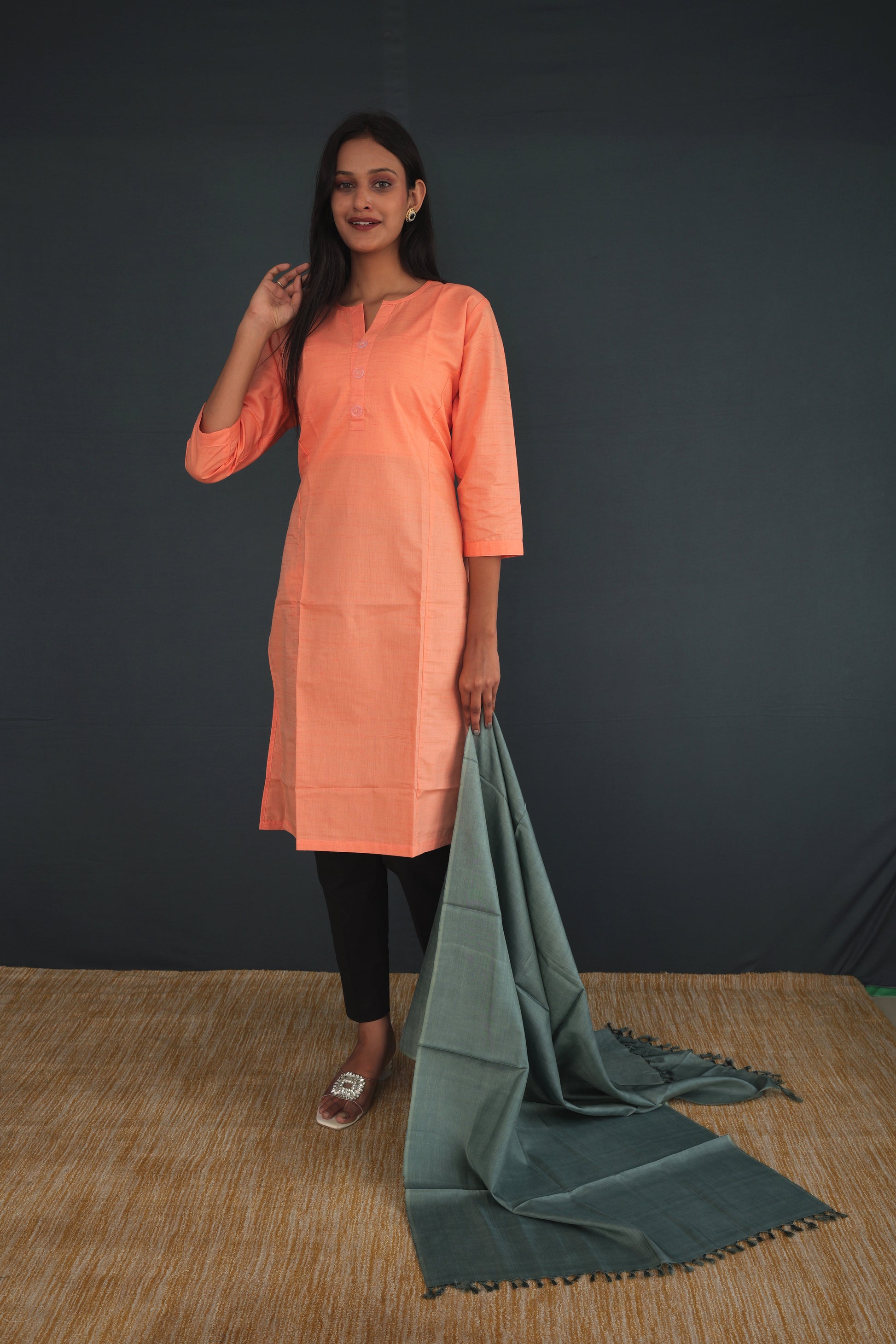 Handwoven True Khadi Silk Stole – Sage Green | Pure Handloom Dupatta for Women