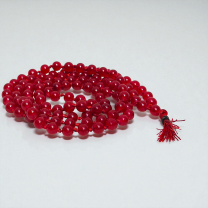 Red Hakik Mala 108 Beads | Agate Stone Mala for Meditation & Protection